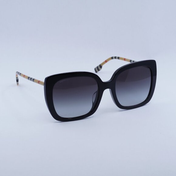 Burberry BE4323F 38538G Sunglasses Black/Brown Square Frame, Grey Lenses main image 9
